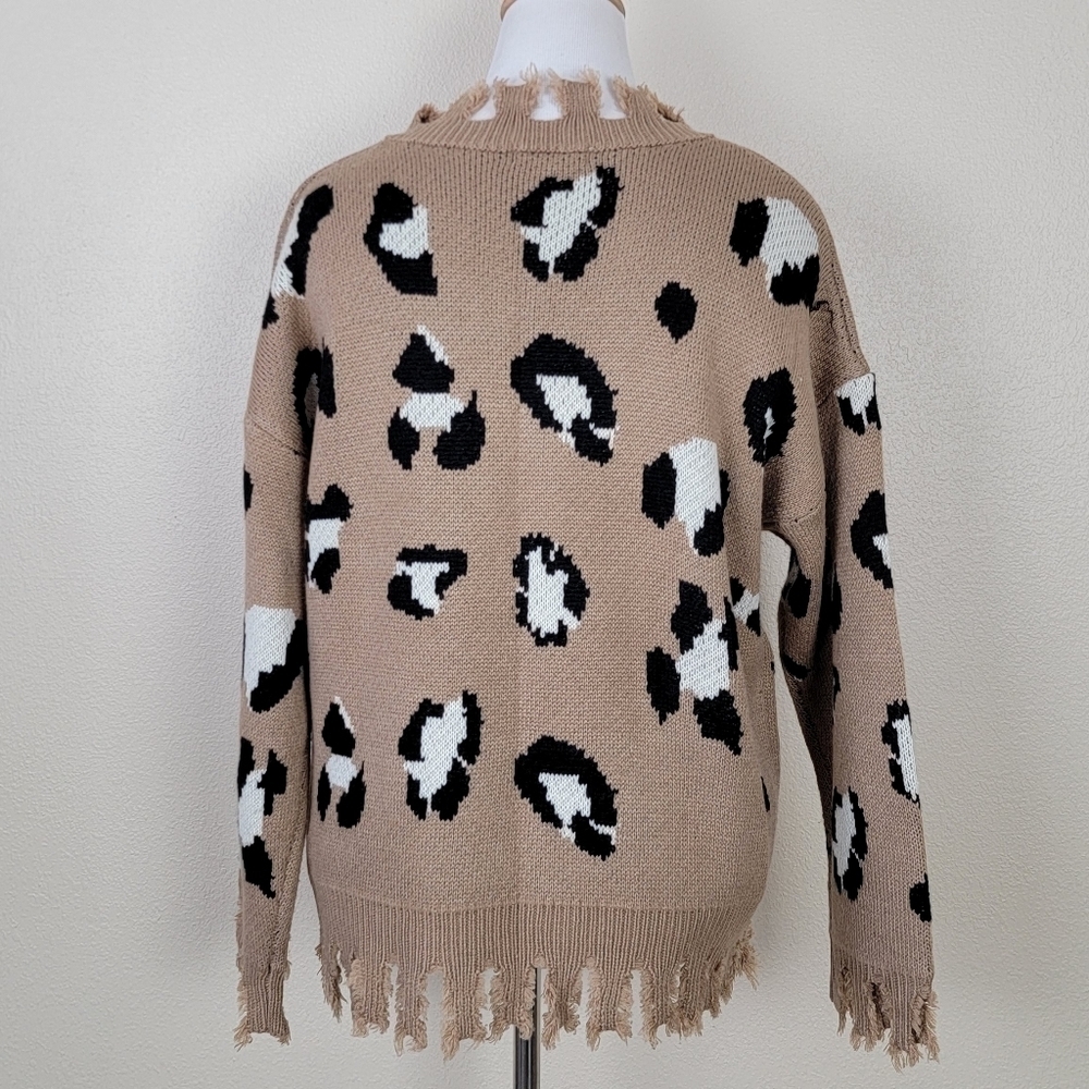 Entro Distressed Leopard Oversized Sweater S - Picture 4 of 7